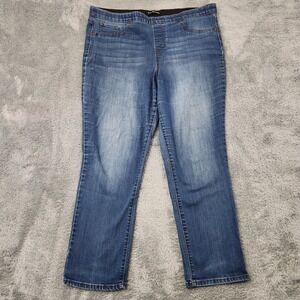 Kim Rogers Jeans Womens 16S Blue Pull On Elastic Waist Straight Leg Denim Pants